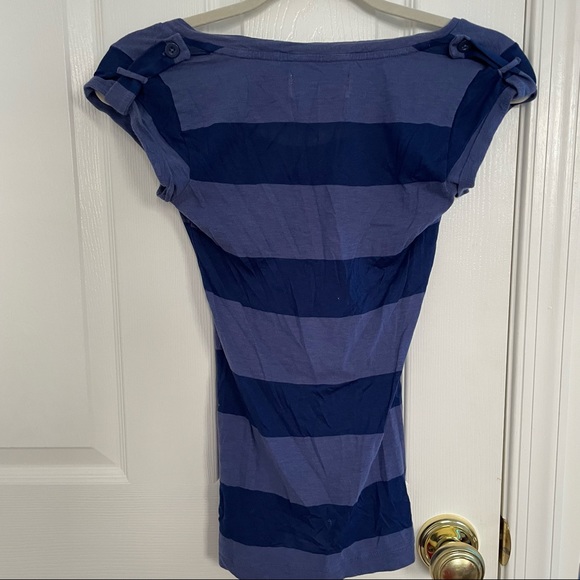American Eagle Outfitters Purple Striped Short Sleeve T Shirt - Picture 4 of 4